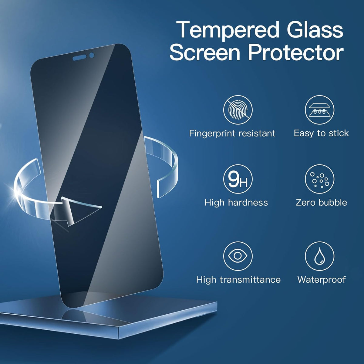 NEW'C 3 Pack Privacy for iPhone 12,iPhone 12 Pro Screen Protector (6.1"), Enhanced 28-Degree Privacy Angle, Ultra Durable 9H Hardness, Bubble-Free