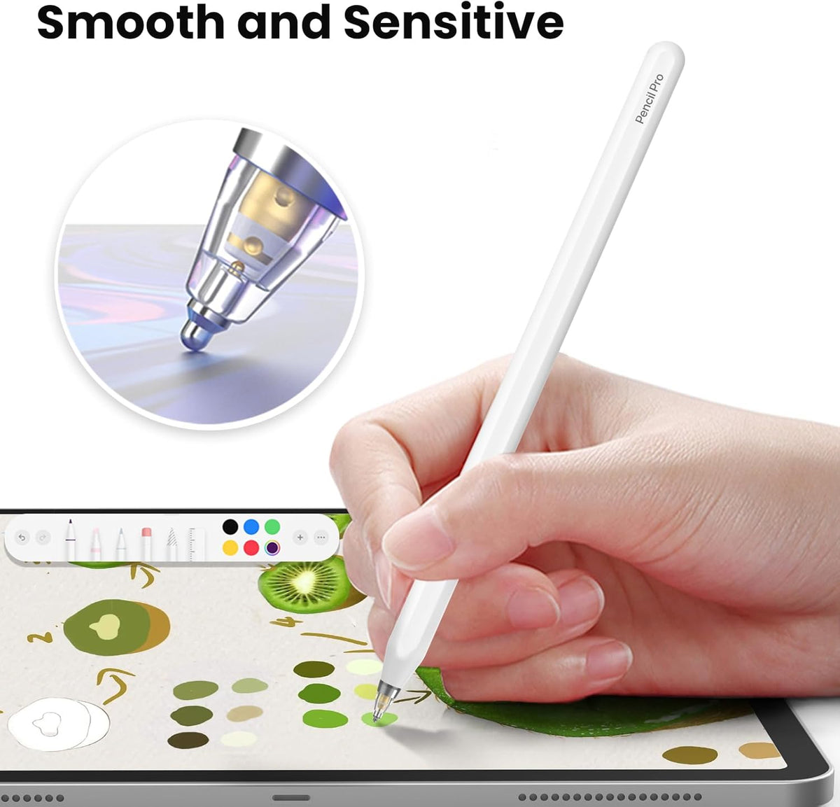 Delidigi 4 Packs Replacement Tips Compatible with Apple Pencil Pro/2nd Generation/1st Gen/USB-C, Metal Body Precise Control Pen Like iPencil Tips Nibs