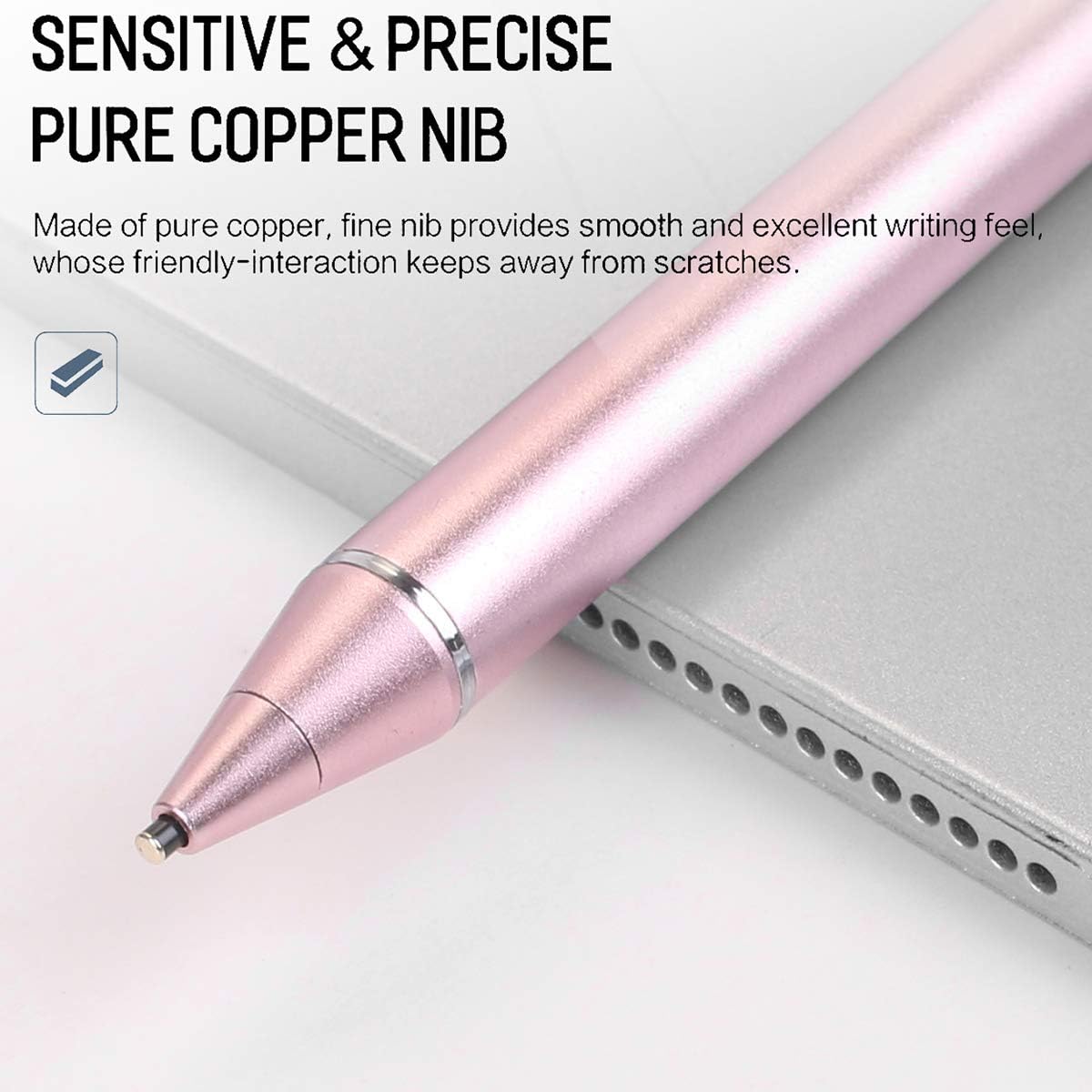 AICase Stylus Pens for Touch Screens - 1.45mm High Precision Point, Active Smart Digital Pen for iOS and Android (Rose