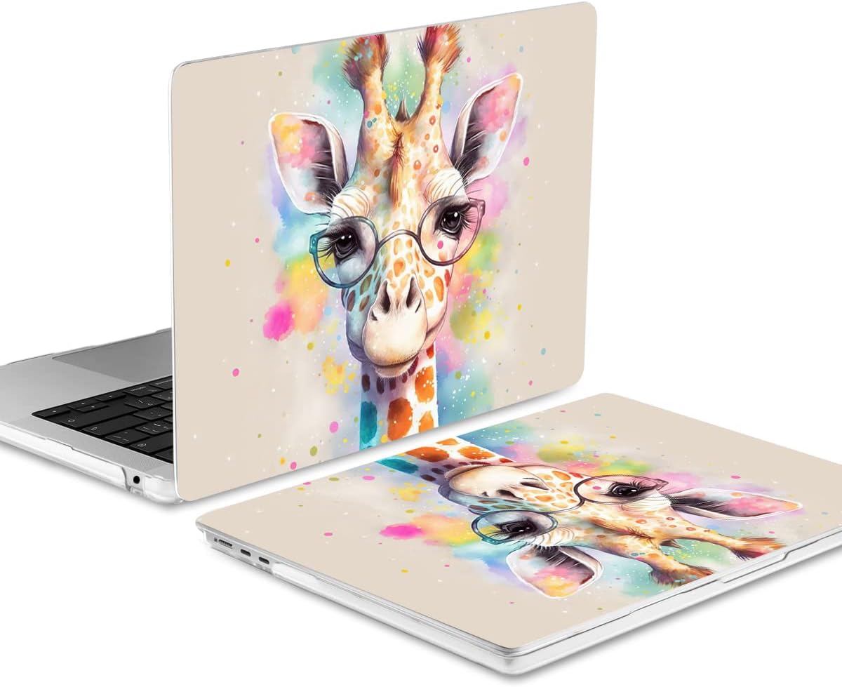 MEEgoodo Case for M4/M3/M2 MacBook Air 13.6 inch 2025 2024 2022, Fit Model A3240/A3113/A2681, Laptop Hard Shell with Keyboard Cover & Screen Protector Compatible with MacBook Air 13 inch, Giraffe