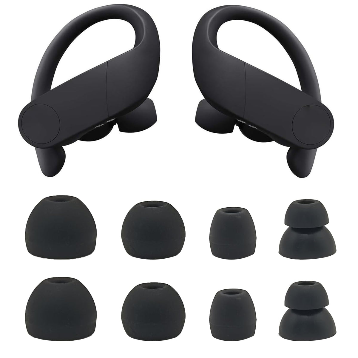 Replacement Eartips Compatible with Powerbeats Pro, Replacement Earbuds Silicone Ear Tips Eargels Set - Small, Medium, Large and Double Flange (4
