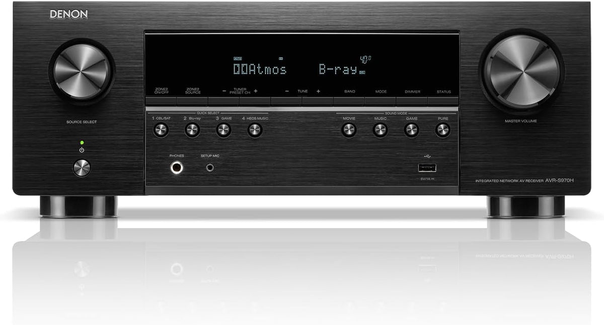 Denon AVR-S970H 8K Ultra HD 7.2 Channel (90Watt X 7) AV Receiver - Built for Gaming, Music Streaming, 3D Audio & Video, Alexa + HEOS, Black