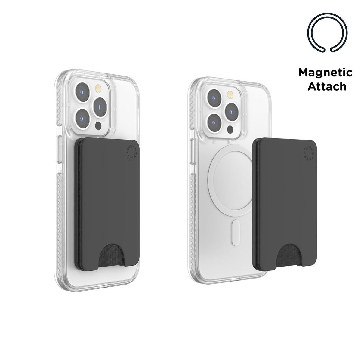 PopSockets Phone Wallet for MagSafe, Phone Card Holder without Grip - Black
