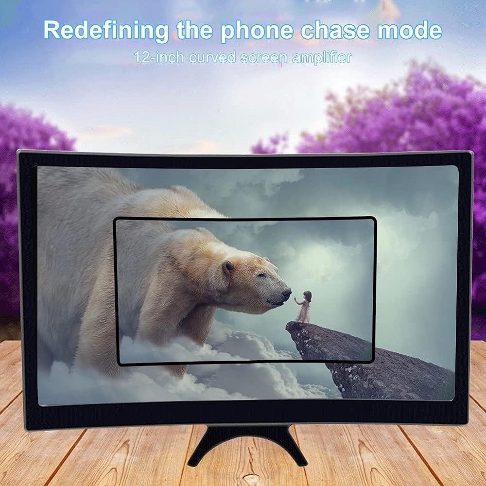 12 Inch 3D Curved HD Phone Screen Amplifier, Foldable Phone Holder for All Smartphones