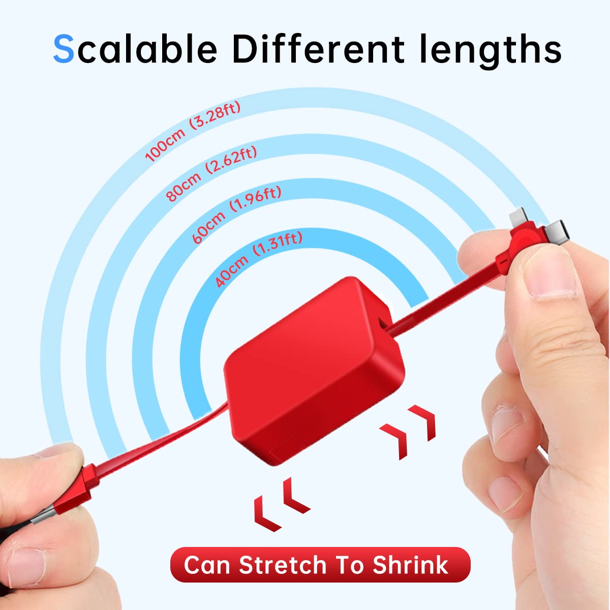 2 Pcs 3 in 1 USB Retractable Phone Charging Cable, Data Cable Phone Stand, Compatible with Micro USB/IP/USB C