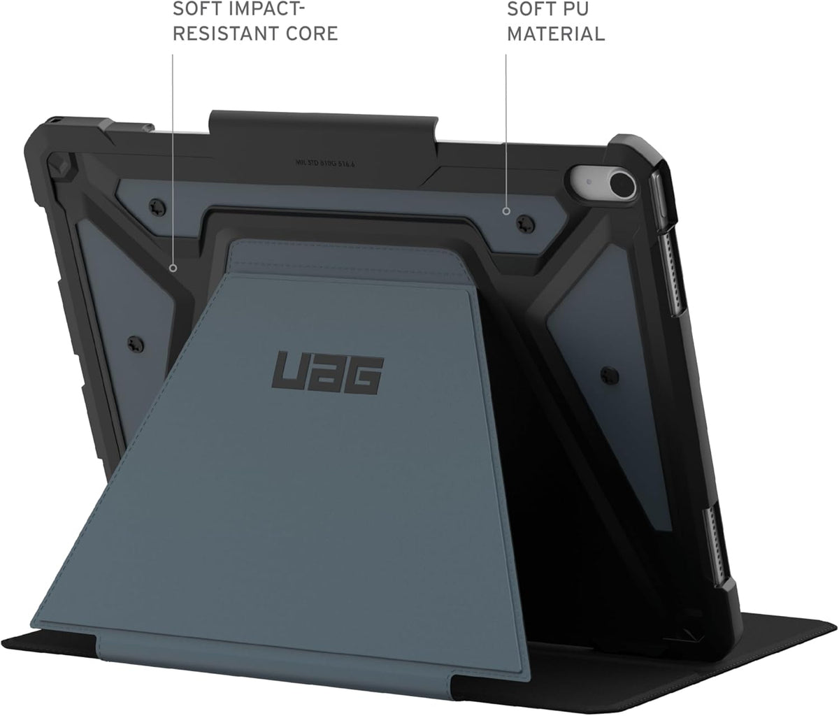 URBAN ARMOR GEAR UAG Designed for iPad Air 13" Case (1st/2nd Gen 2024-2025) M3 A3268 A3269 - Rugged Multi-Angle Viewing Folio Cover with Pencil Holder & Adjustable Stand, Metropolis SE Cloud Blue