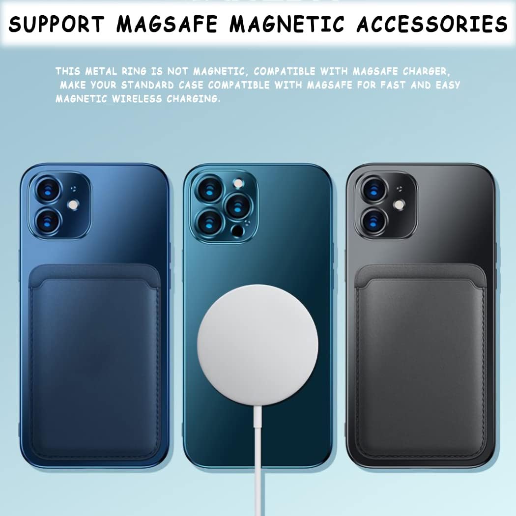 12 Pcs Magnetic Wireless Charging Metal Ring Kit, Ultra Thin Notched & Round Conversion for MagSafe iPhone