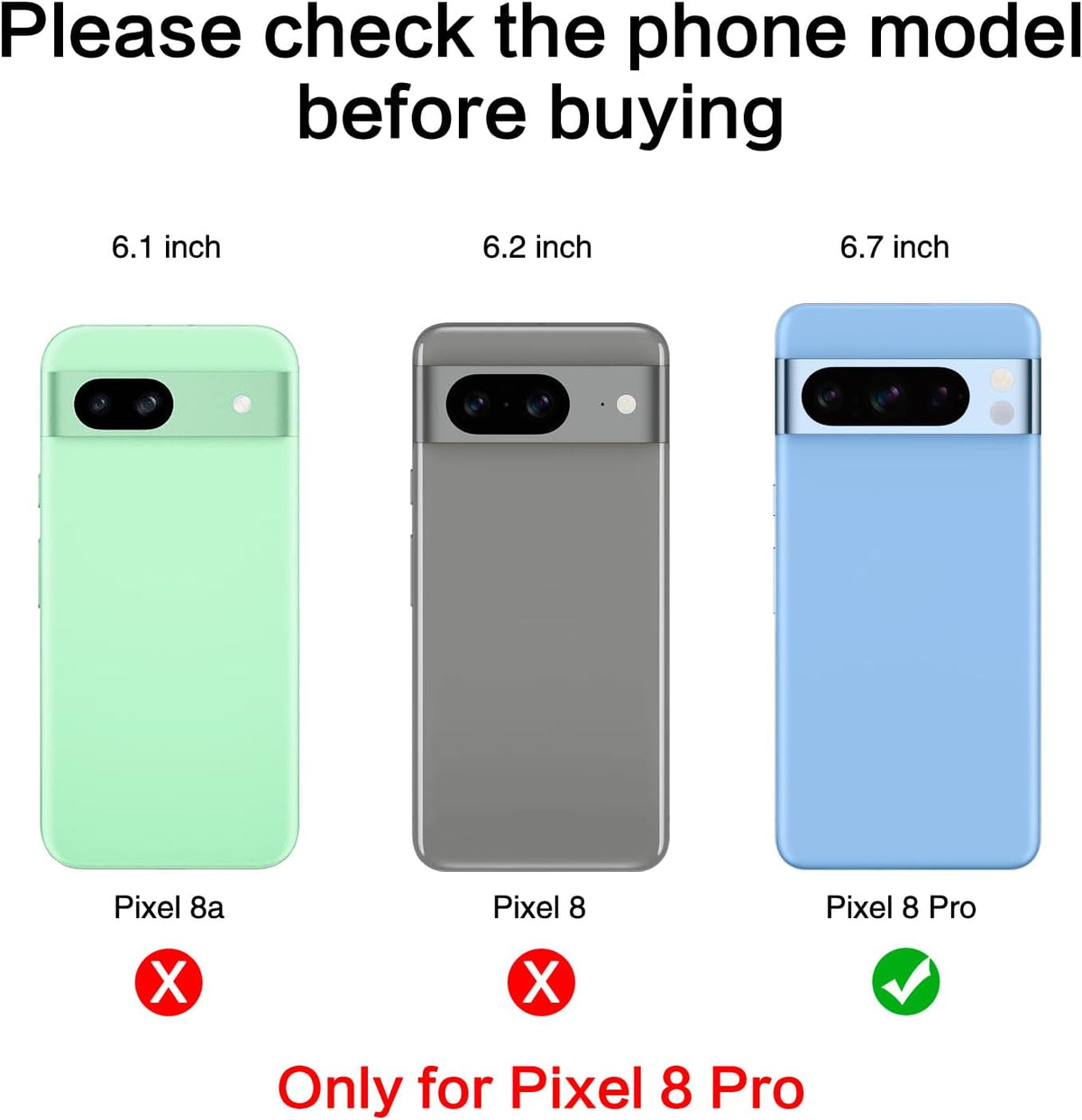 2 PCS for ASDAWN Back Rear Camera Lens Glass Replacement for Google Pixel 8 Pro 6.7 Inches with Pre-Installed Adhesive