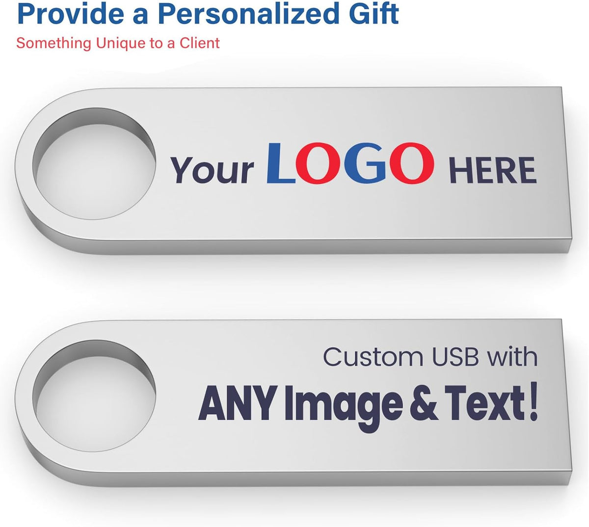 Customizable Flash Drives 256MB, Wooolken Personalized USB 2.0 Thumb Drives 10/20/50/100 Pack, Logo Pendrive Custom Memory Stick USB Engraved Logo (Metal)