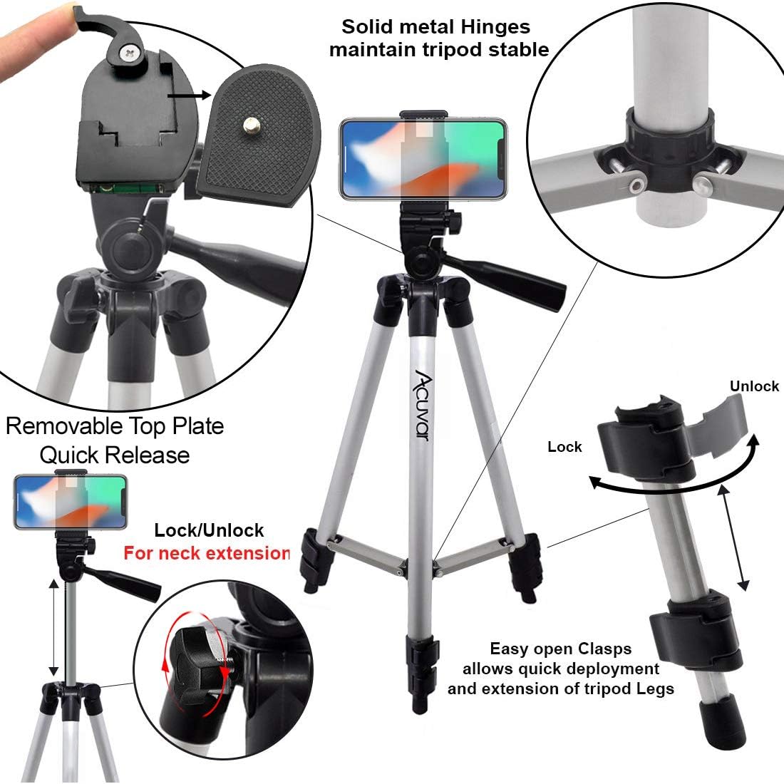 Acuvar Vlogging Kit for Smartphones, iPhones, Android, Tablets, DSLR for Online Live Streaming and Video Conference