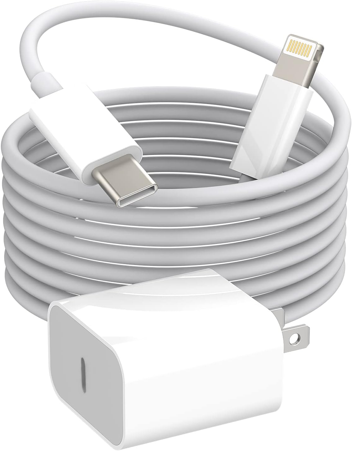 20W PD Power Adapter Compatible with iPhone 12 Pro Max Fast USB C Wall Charger Block for iPad Charging Quick Box 5ft