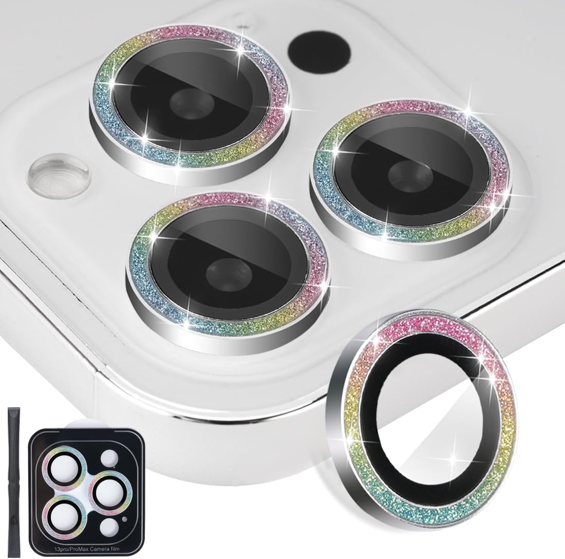 Camera Lens Protector for iPhone 13 Pro & Pro Max - Tempered Glass with Aluminum Alloy Ring