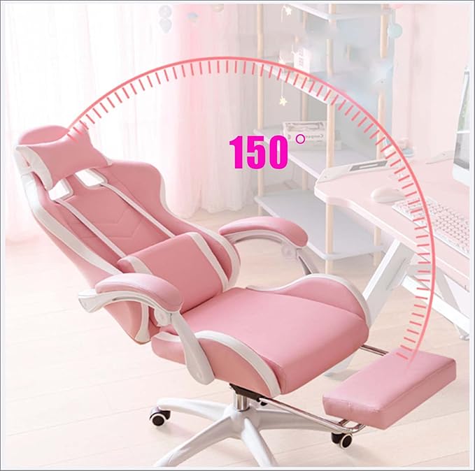 TBQATNTS Pink Girls Gaming ChairCinnamoroll Ergonomic Gaming Chair with FootrestAdjustable Head Pillow and Lumbar Support PC Computer ChairTeen Gaming Chair.Pink