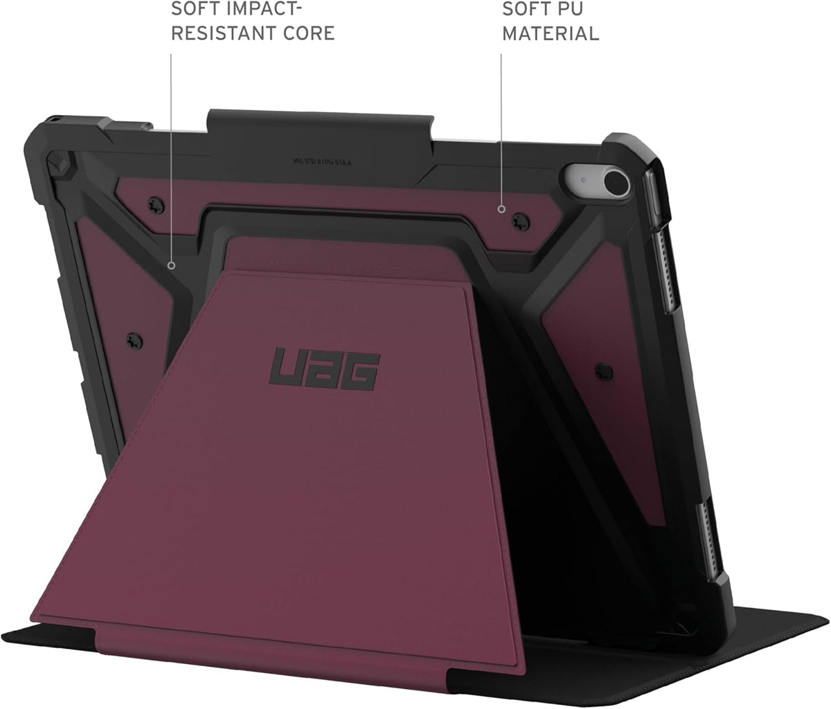 URBAN ARMOR GEAR UAG Designed for iPad Air 13" Case (1st/2nd Gen 2024-2025) M3 A3268 A3269 - Rugged Multi-Angle Viewing Folio Cover with Pencil Holder & Adjustable Stand, Metropolis SE Bordeaux