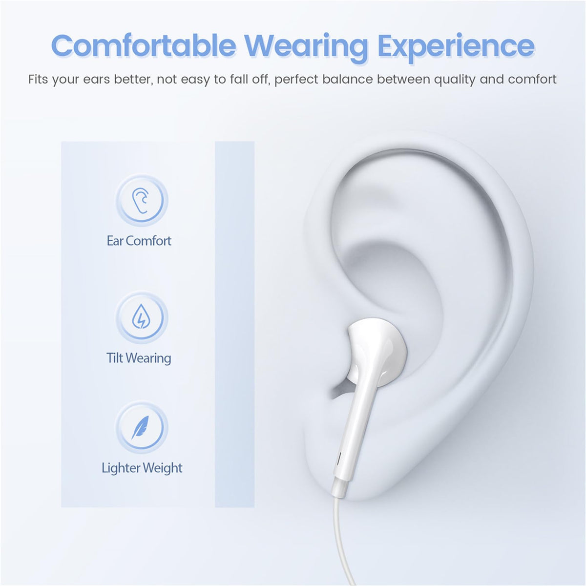 USB C Headphones for iPhone 17, Type C Earbuds Wired Earbuds with Microphone & Remote Control Noise Cancelling Earphones, Compatible with iPhone 17