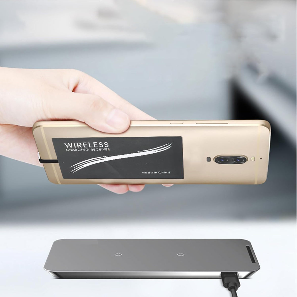 2PCS Thin Wireless Charging Receiver, Universal Type C Wireless Charger Adapters for All Cell Phone Models