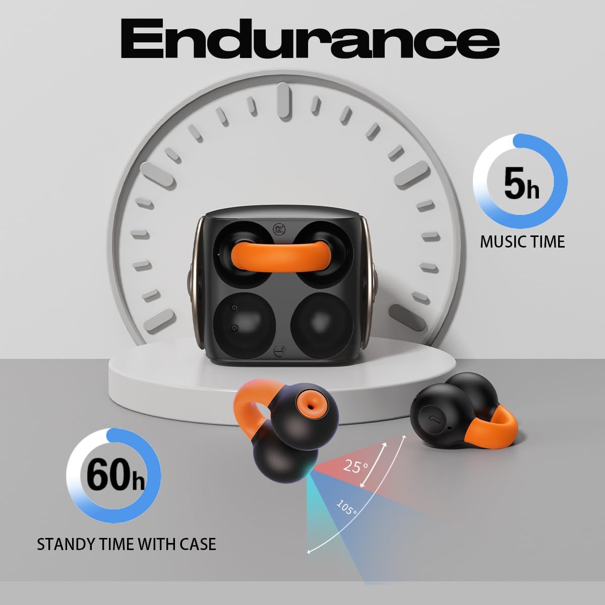 Wireless Open Ear Earbuds - Bone Conduction Headphones Bluetooth 5.3, Painless Clip on Earbuds with LED Display, HiFi