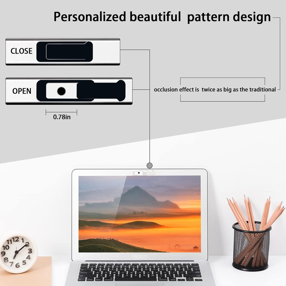 Webcam cover, 3 pieces, laptop camera cover, privacy shielding capacity is twice as big as The traditional, suitable for computer mobile phones, laptops, tablets and so on (black)