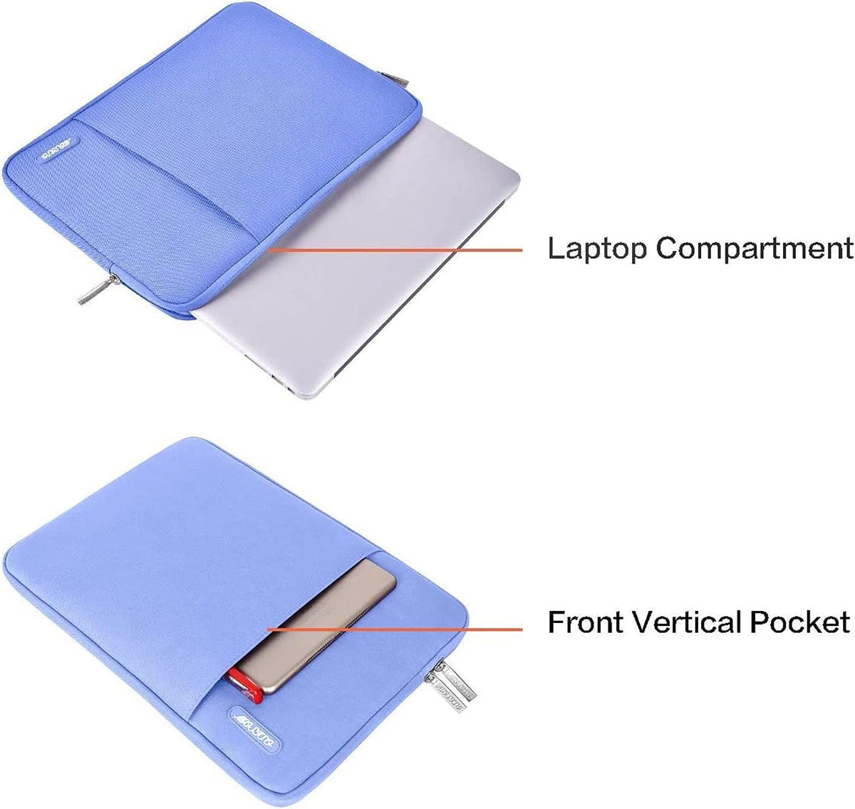 MOSISO Laptop Case 13.3 inch, 13-13.3 inch Laptop Sleeve Compatible with MacBook Air/Pro 13 / Pro 14, HP Dell ASUS Lenovo Notebook, Polyester Vertical Computer Sleeve Bag with Pocket, Slate Blue