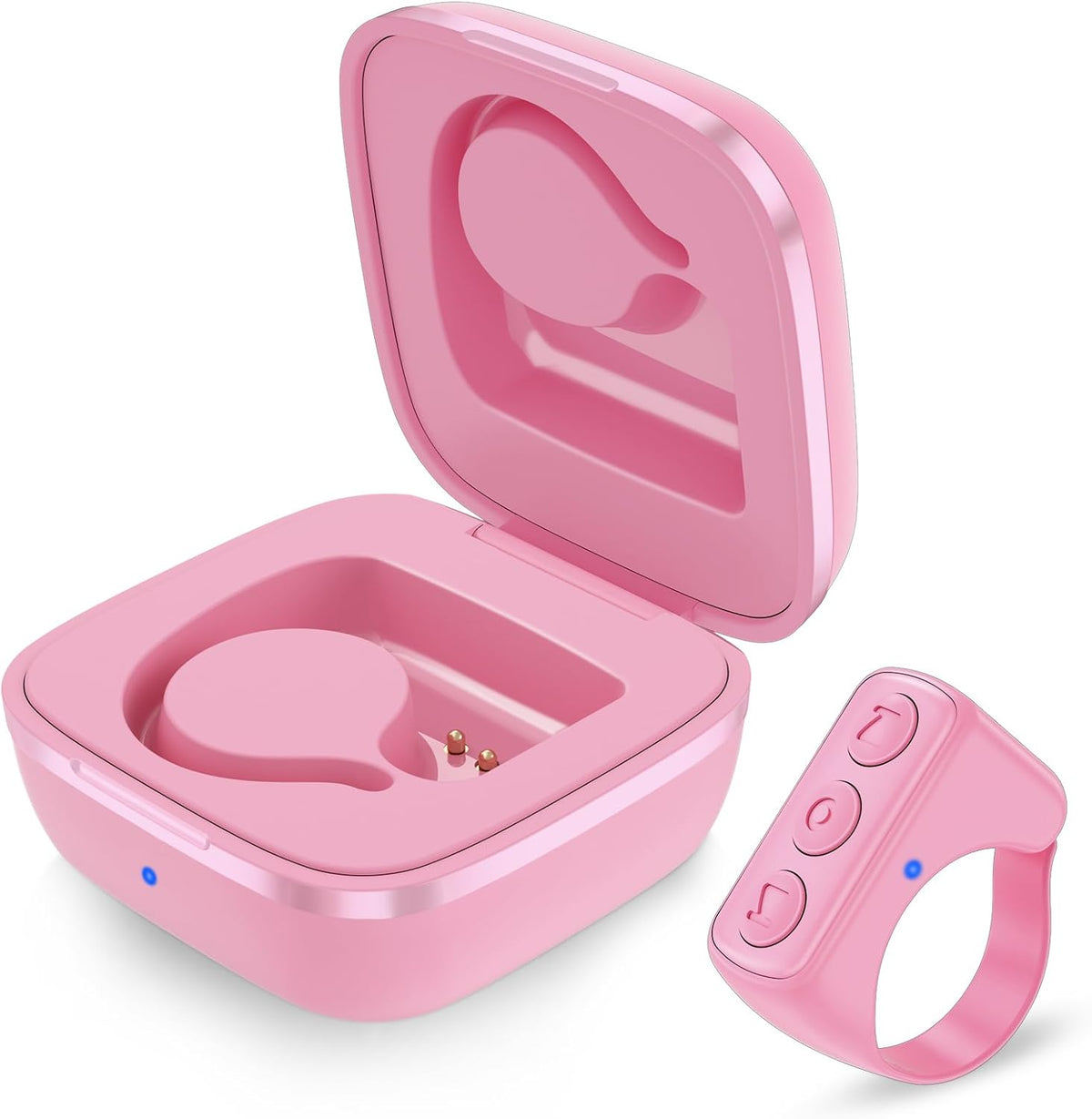 Fingertip Bluetooth Remote Control TIK TOK Wireless Page Turner TYUOBOX Camera Remote Shutter Selfie Button Controller with Charging Case for iPhone Android Ipad Cell Phone (Pink1)