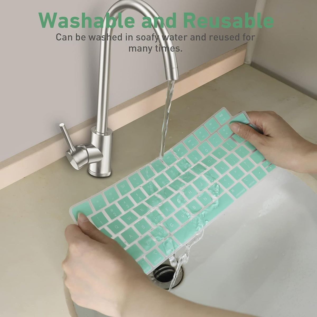 Allinside Silicone Keyboard Cover for iMac Magic Keyboard A2449/A2450, Protective Skin for iMac 24" Wireless Keyboard Released in 2021, US Layout, Light Green