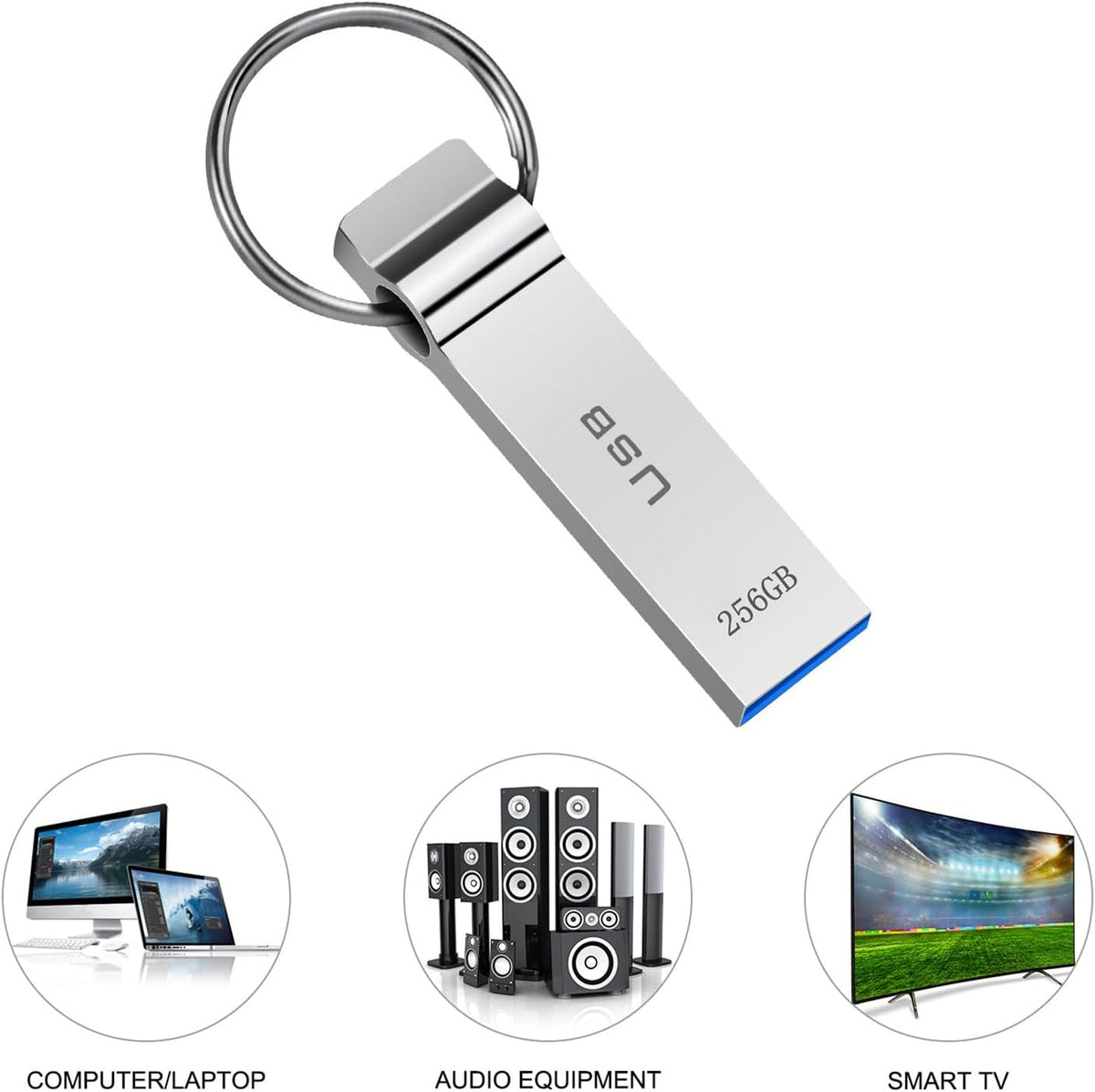 230GB Waterproof USB Flash Drive, High Speed Memory Stick with Keychain Design for Laptop and Tablet