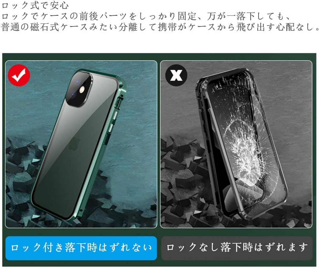 Anti-spy Screen Case for iPhone 12 Pro Max, Lock + Magnetic Adsorption Anti-Peeping Metal Frame Protective Cover
