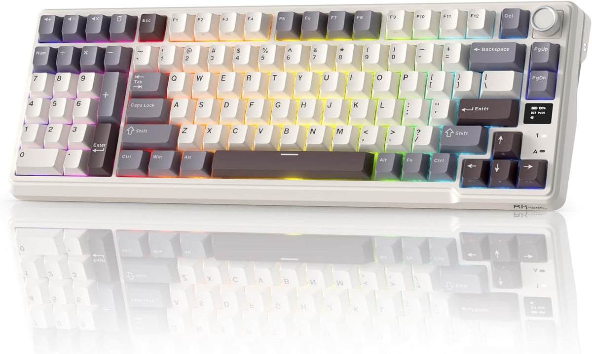RK ROYAL KLUDGE L98 Wireless Mechanical Keyboard w/Left-Handed Southpaw Design Numpad & Hot Swappable Knob, Tri-Mode 95% Keyboard BT/2.4G/USB-C, Pro Software, Gasket Mount, Massive 8000mAh Battery