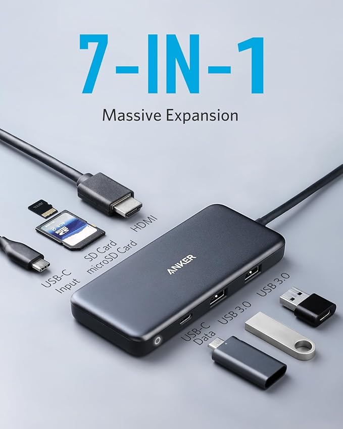 Anker 341 USB-C Hub (7-in-1) with 100W USB-C Charger