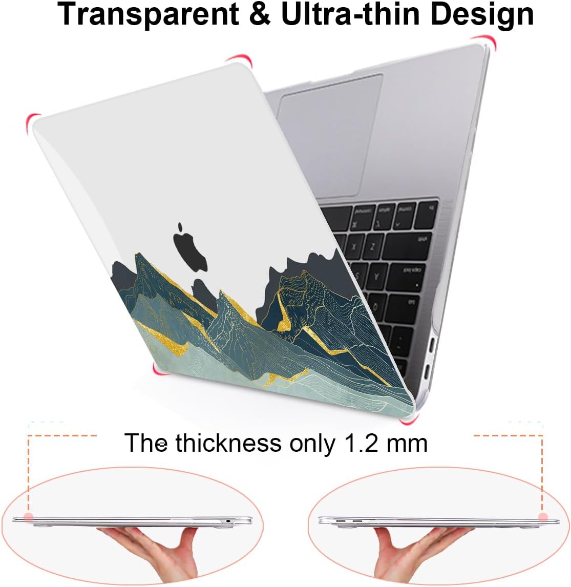 for MacBook Air 13 Inch Case 2021 2020 2019 2018, Plastic Hard Shell Case Keyboard Cover for Mac Air 13 Model A2337 M1 A2179 A1932 with Touch ID & Retina Display, Circling Mountain