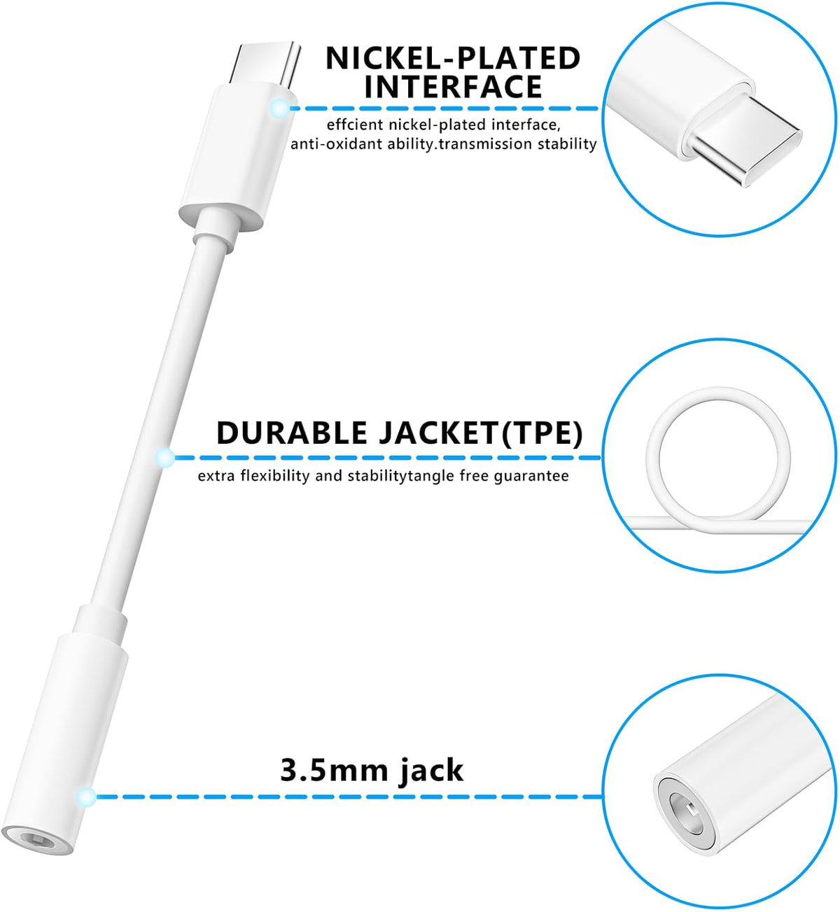 Lezaface USB-C to 3.5mm Female Headphone Jack Adapter, 2Pack, Compatible with iPhone 15/15 Plus/15 Pro/15 Pro Max