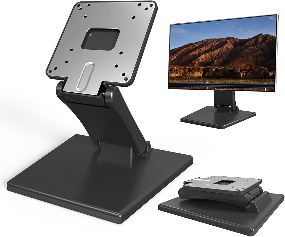 babibobibibi 75x75mm/100x100mm Babibobibi Foldable VESA Stand - LCD/PC Monitor Mount, Black, Lay Flat, Single Monitor