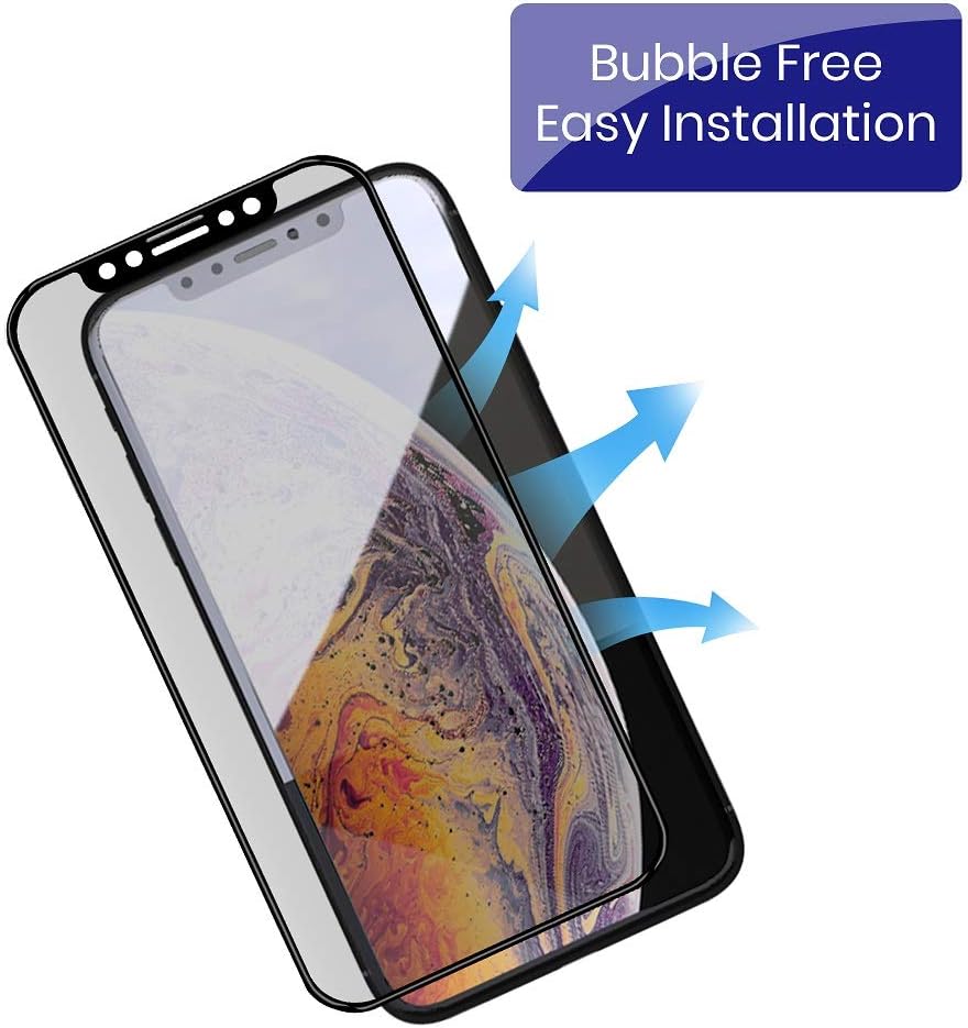 4 Way 360° Privacy Tempered Glass Screen Protector for iPhone 11 Pro/Xs/X, Anti Spy 9H Scratch Resistant, 2 Pack