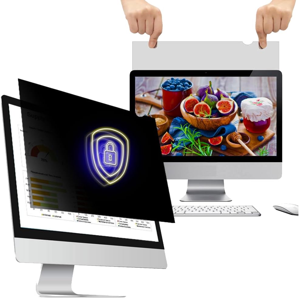 24 Inch - 16:9 Aspect Ratio - Computer Privacy Screen Filter for Widescreen Monitor - Anti-Glare - Protects Eyes from Harmful Glare and Blue Light [WELINC™ Light]