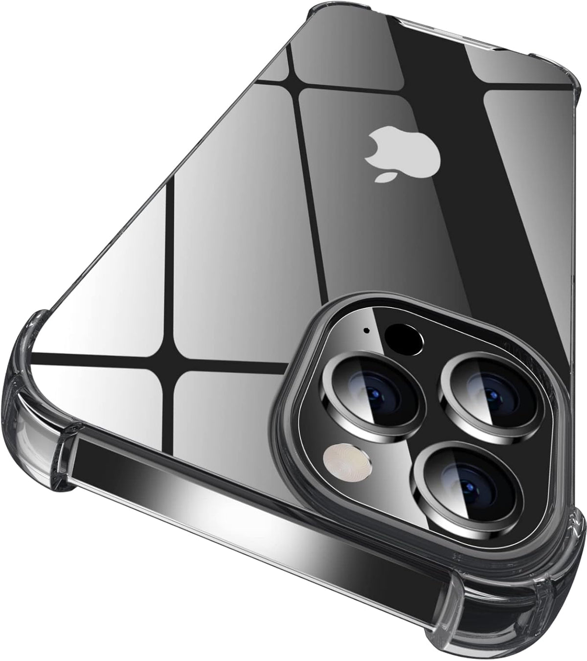 ORIbox iPhone 12 Pro Max Case, Black Crystal Design, Heavy Duty Protection, Clear Camera Protector for All