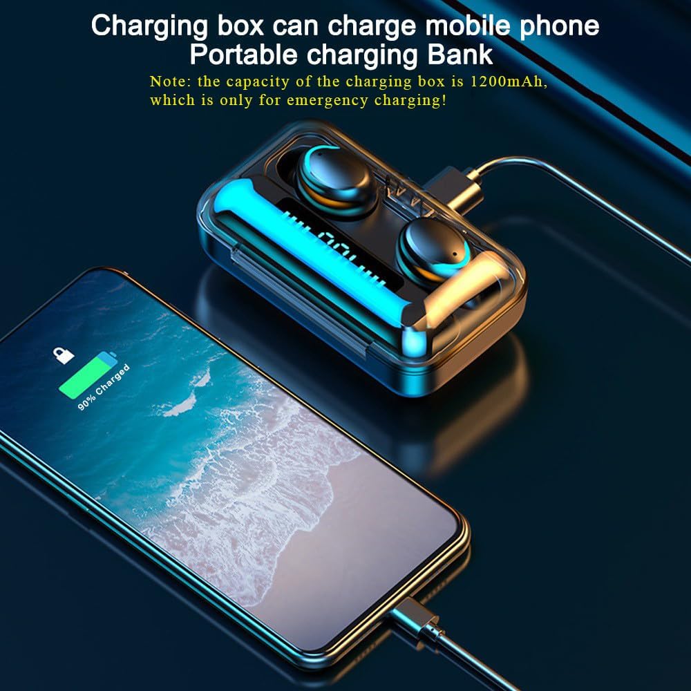 Wireless Earbuds, Bluetooth 5.3 Headphones with Mic, USB Charging Case, Dual Connect, Black Ear Buds.