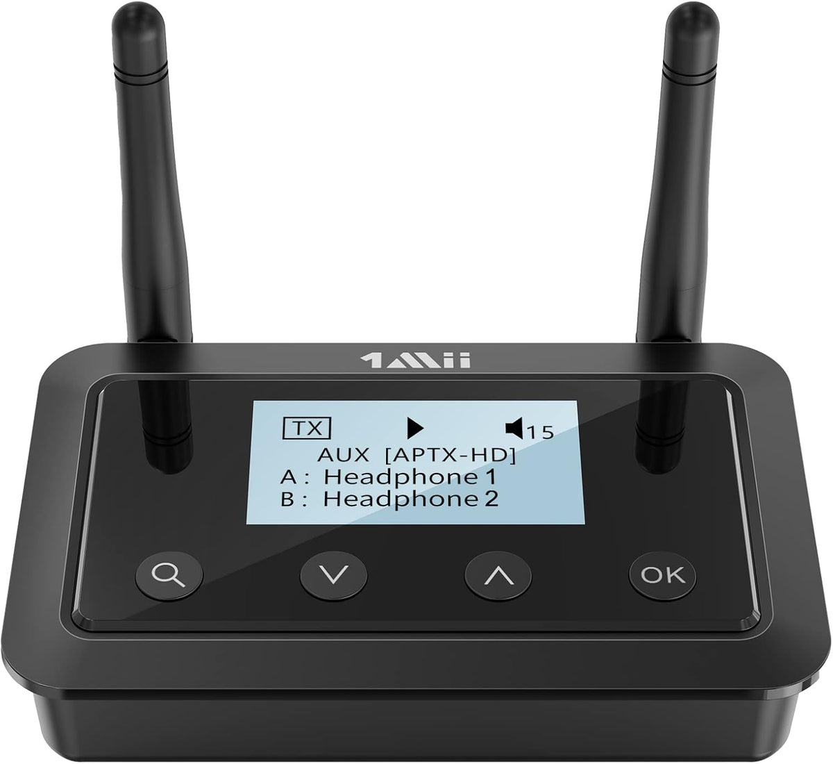 1Mii B03+ Bluetooth Transmitter Receiver for TV Home Stereo, Long Range Bluetooth 5.3 Adapter for TV Audio with Screen, aptX Low Latency & HD & AD, Optical RCA AUX 3.5mm Inputs/Outputs