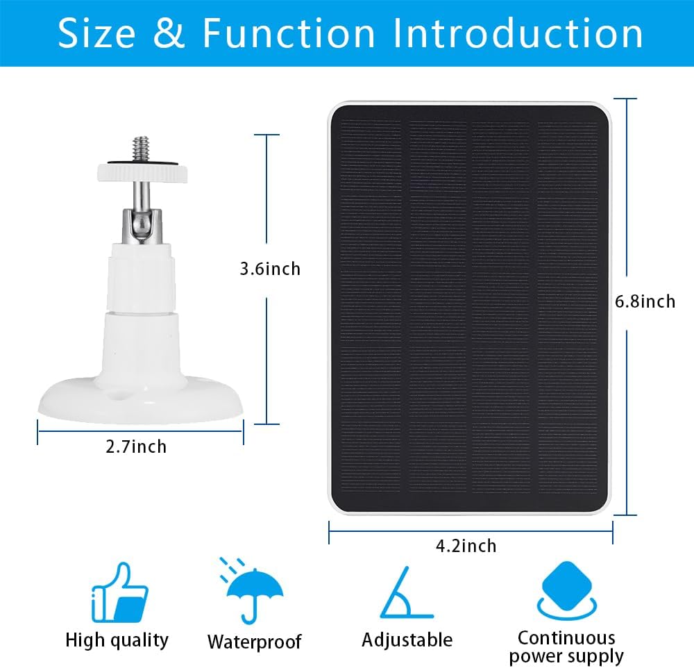 Solar Panel for WYZE Battery Cam Pro Camera, Wireless Security Camera Outdoor 4W Solar Panel with 10ft Micro USB