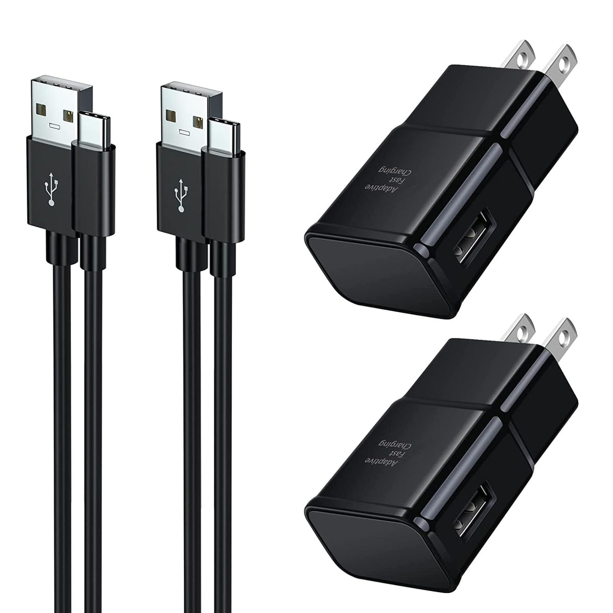 Type C Charger Fast Charging, 2 Pack Adaptive Fast Charger USB C Android Phone Wall Charger Block with 6FT+6FT+1.5FT Charge Cable for Samsung Galaxy