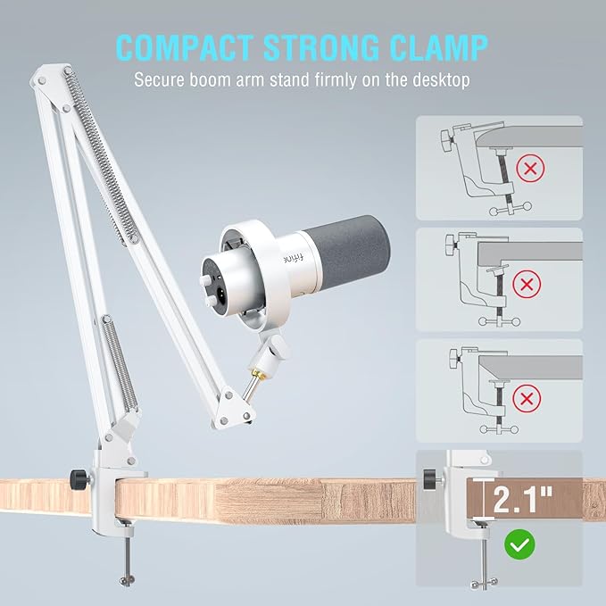 FIFINE XLR Dynamic Microphone with Boom Arm Kit for Vocal Recording Studio Podcast Mic Bundle with Metal Arm Stand Tap-to-Mute 3.5mm Headphone Jack for Streaming Music Creation (K688W+CS1W)