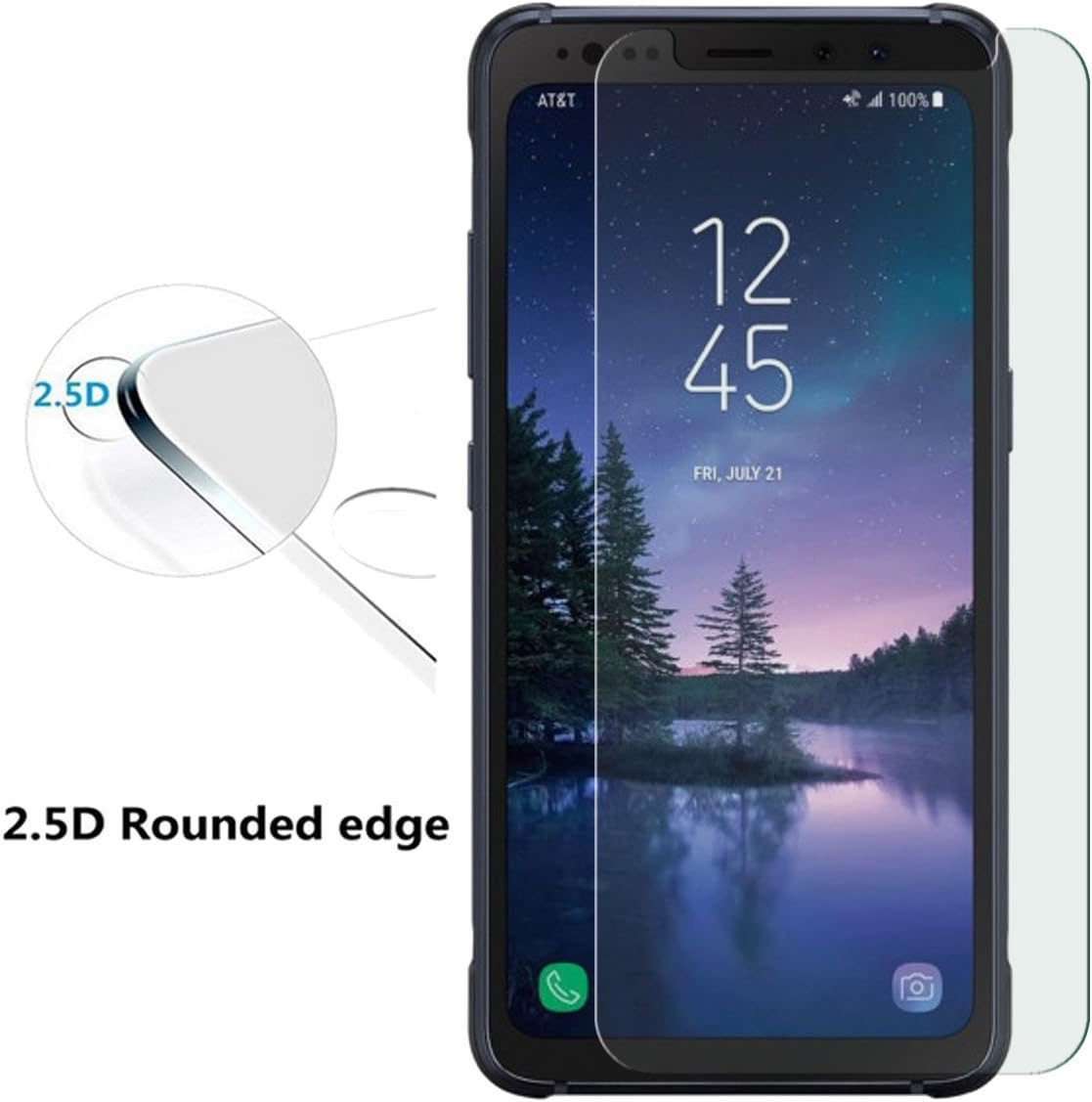 [2 Pack] Tempered Glass Screen Protector for Galaxy S8 Active, Anti-Scratch Ultra Clear 9H, 0.26mm