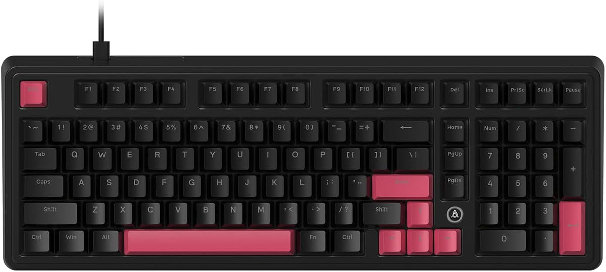 FIRSTBLOOD ONLY GAME. AK980 Wired Mechanical Keyboard, 101Keys Full Layout, Gasket Mount, Hot-Swappable USB Gaming Keyboard with Red Switches, Anti-Ghosting, Black-Red
