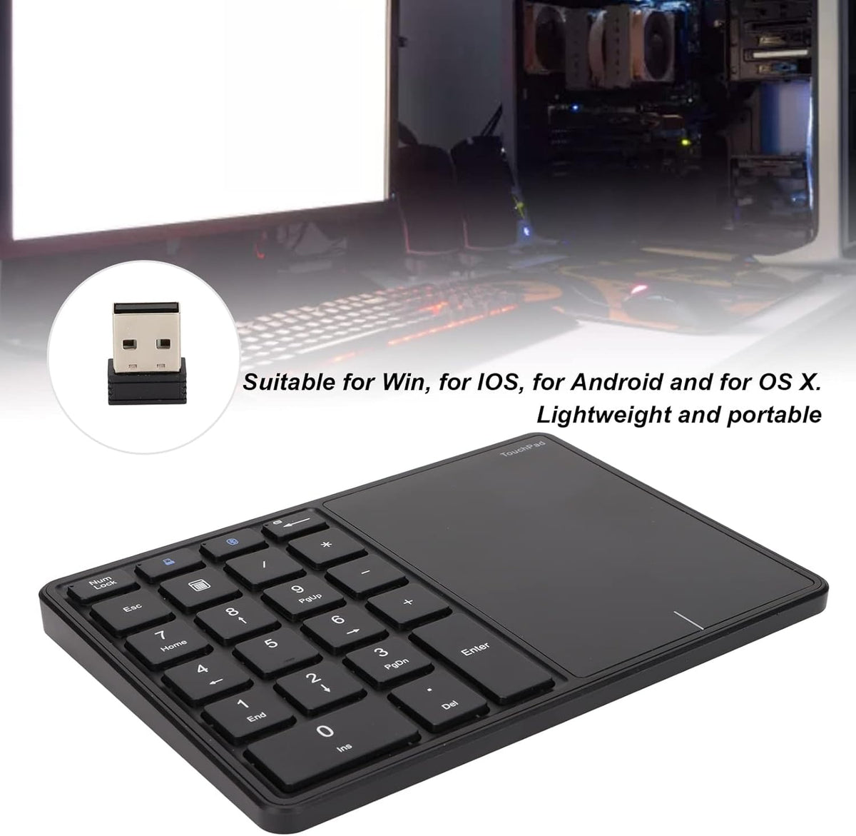 Yosoo Numeric Keypad Touchpad 2 in 1 Wireless Slim Number Pad, 22 Keys Bluetooth 4.2, Portable Financial Accounting