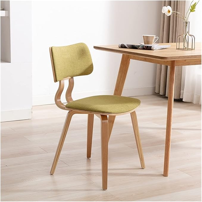 Adjustable Office Computer Chair with Armrest Solid Wood Dining Chairs Kitchen Furniture Hotel Restaurant Chair Household Backrest Room(Green-Wood)
