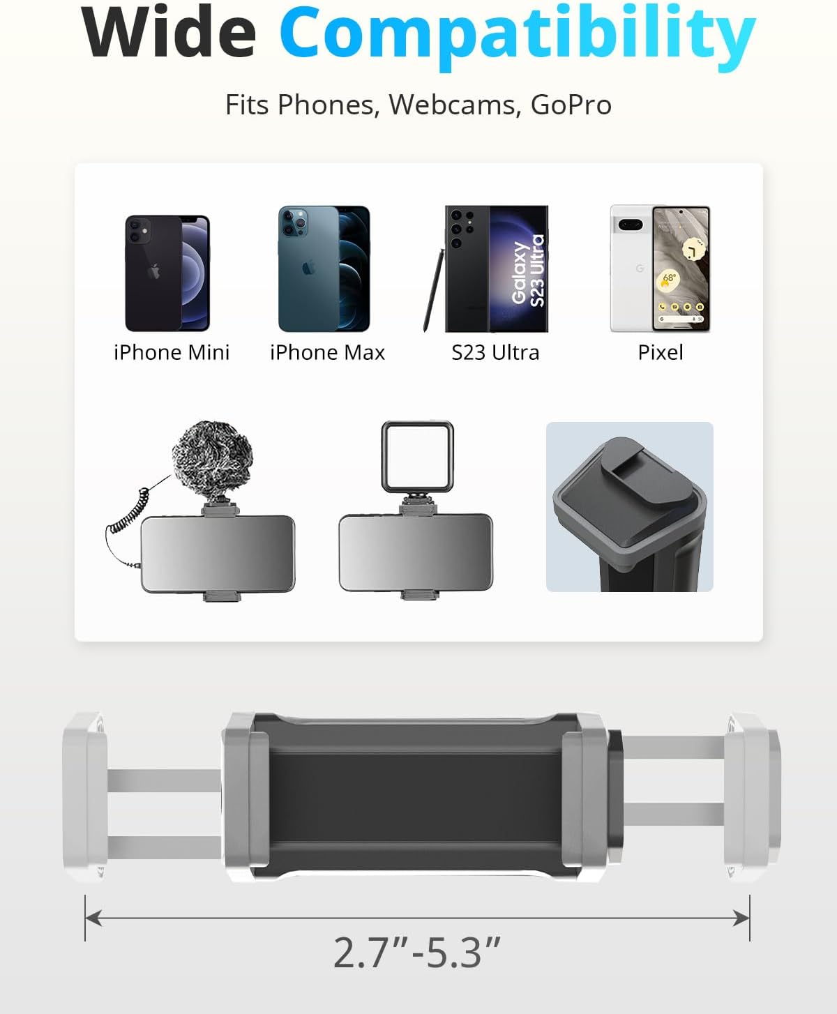 UBeesize Overhead Phone Mount Flexible Webcam Arm with Phone Holder and Ball Head Overhead Tripod for Phone Drawing Live Streaming Cooking Flat Photography