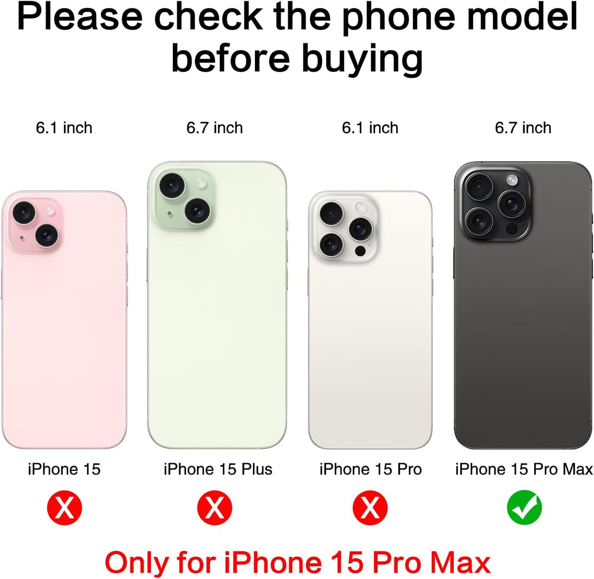 2PCS ASDAWN Back Rear Camera Lens Glass Replacement for iPhone 15 Pro Max 6.7 Inches with Installation Manual