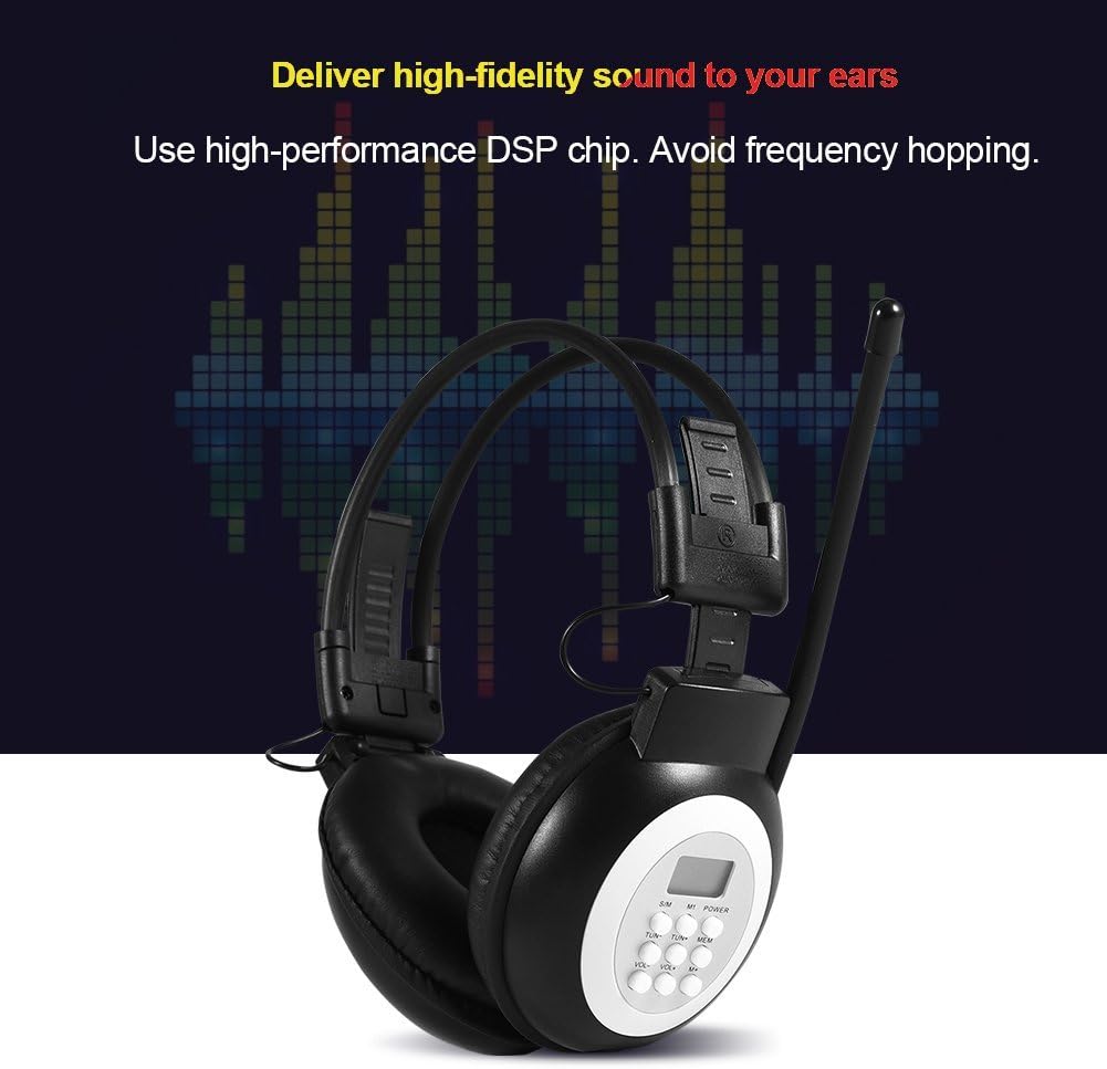 MP3/FM HiFi Headset FM Radio with LCD, Over Ear Foldable Wireless/Wired Headphone Noise-Cancelling