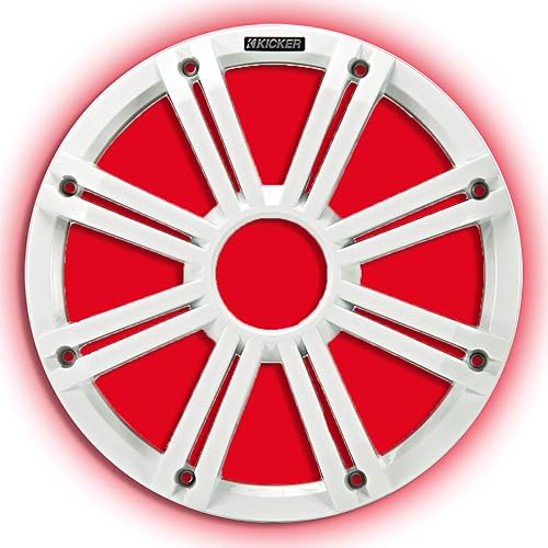 KICKER KMG10 10-Inch (25cm) Grille for KM10 and KMF10 Subwoofer, LED, White