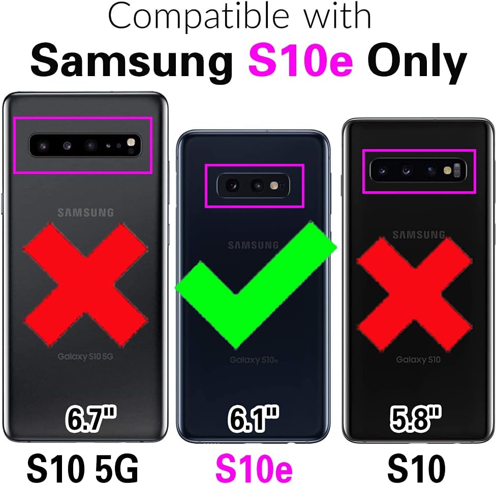 Asuwish Compatible with Samsung Galaxy S10e Wallet Case and Tempered Glass Screen Protector, Red