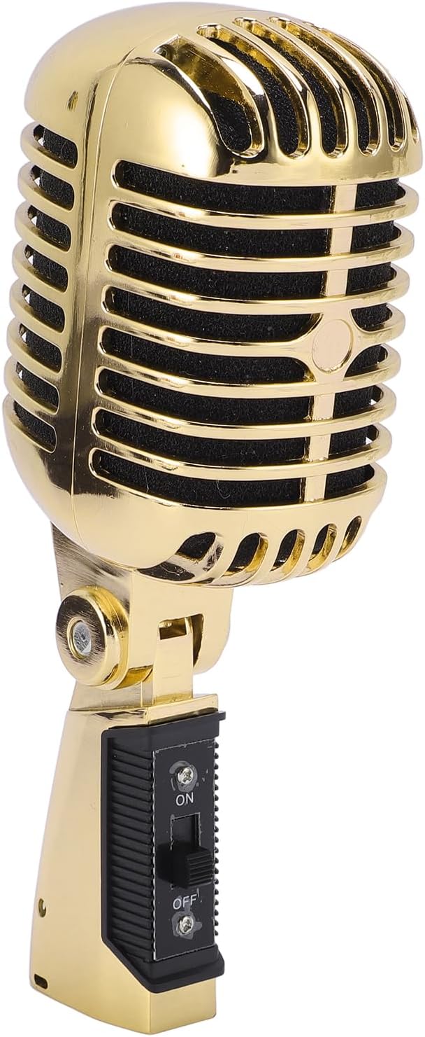 Dynamic Microphone with Rugged Design &amp Shock Mount - Cardioid Pattern Zinc Alloy Studio &amp Live Performances (Gold)